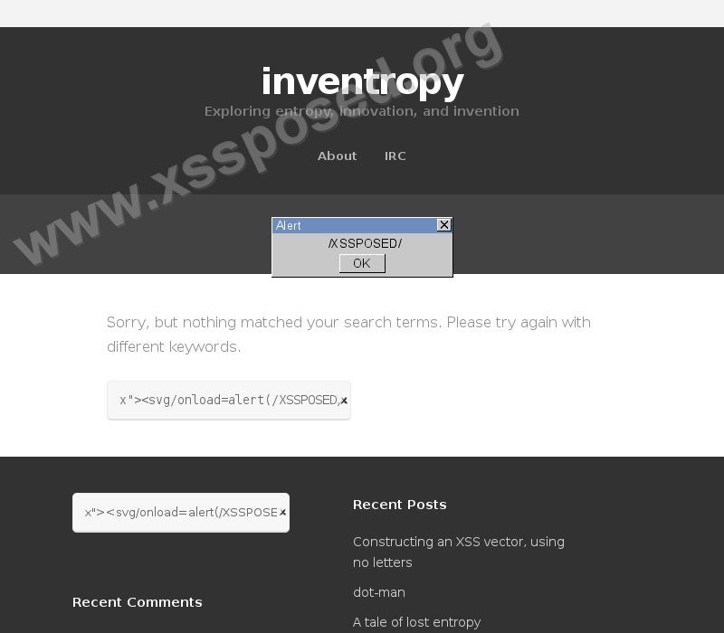 XSS proof of concept screenshot